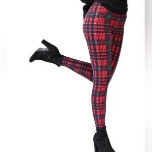 LEGGINGS DEPOT Red & Green Check Plaid Christmas Plus Size 12 NWT